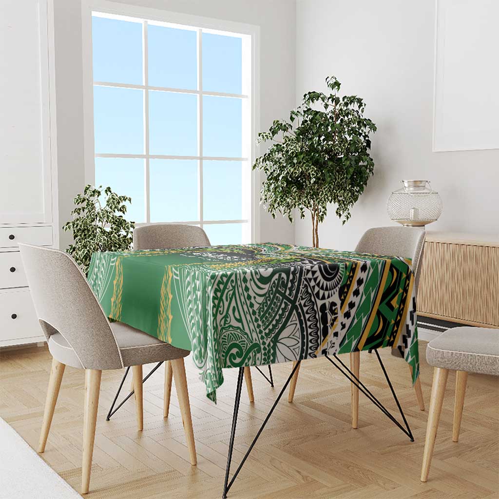 Cook Islands Rugby League Tablecloth Avaiki Tatau Tribal Motifs Black Color LT03 - Polynesian Pride