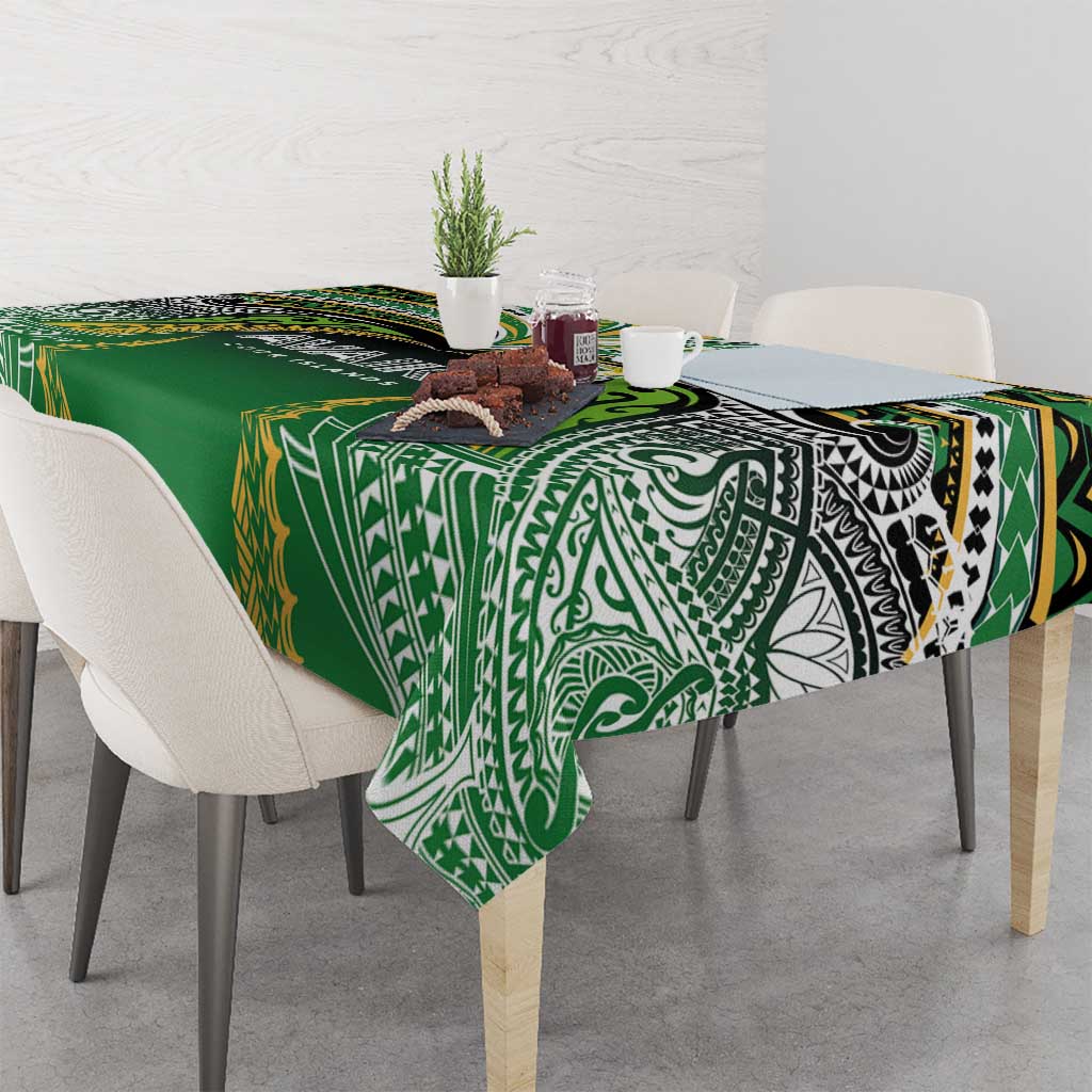 Cook Islands Rugby League Tablecloth Avaiki Tatau Tribal Motifs Black Color LT03 - Polynesian Pride