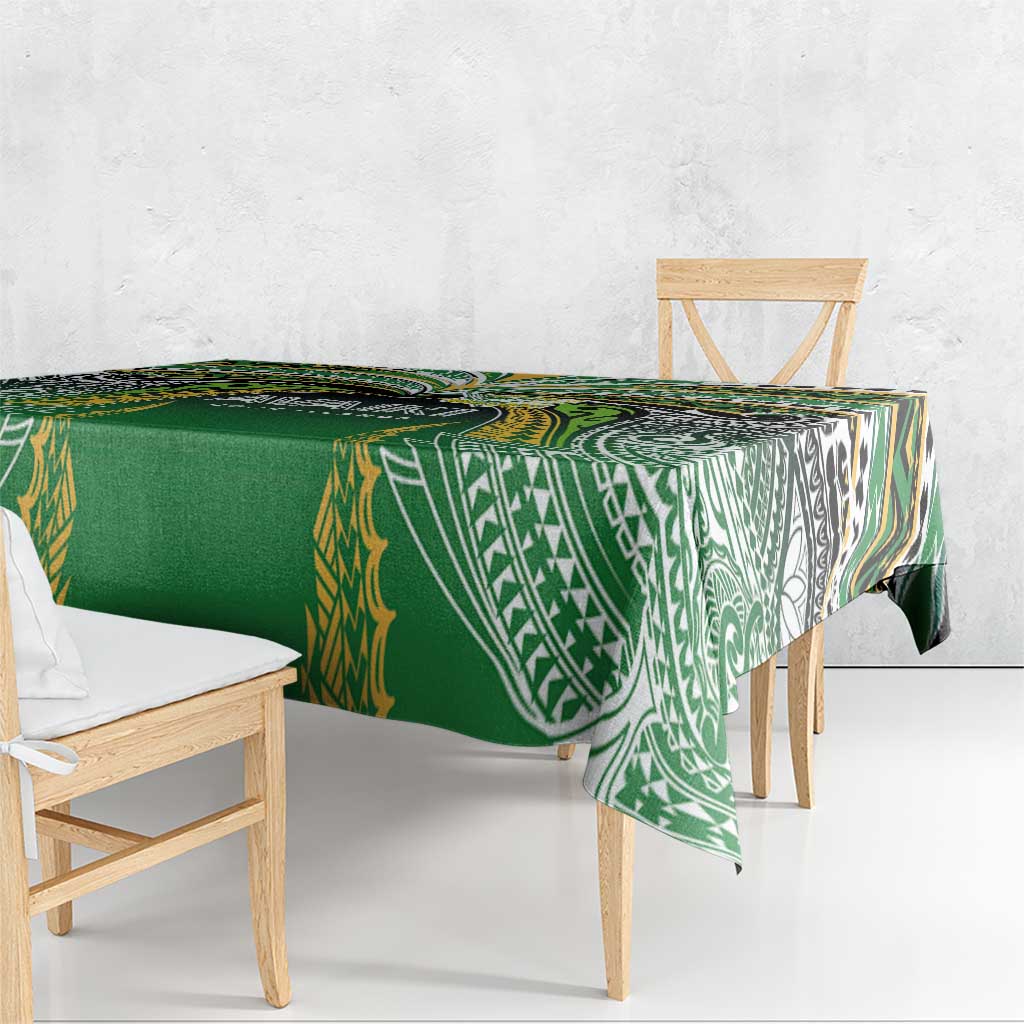 Cook Islands Rugby League Tablecloth Avaiki Tatau Tribal Motifs Black Color LT03 - Polynesian Pride