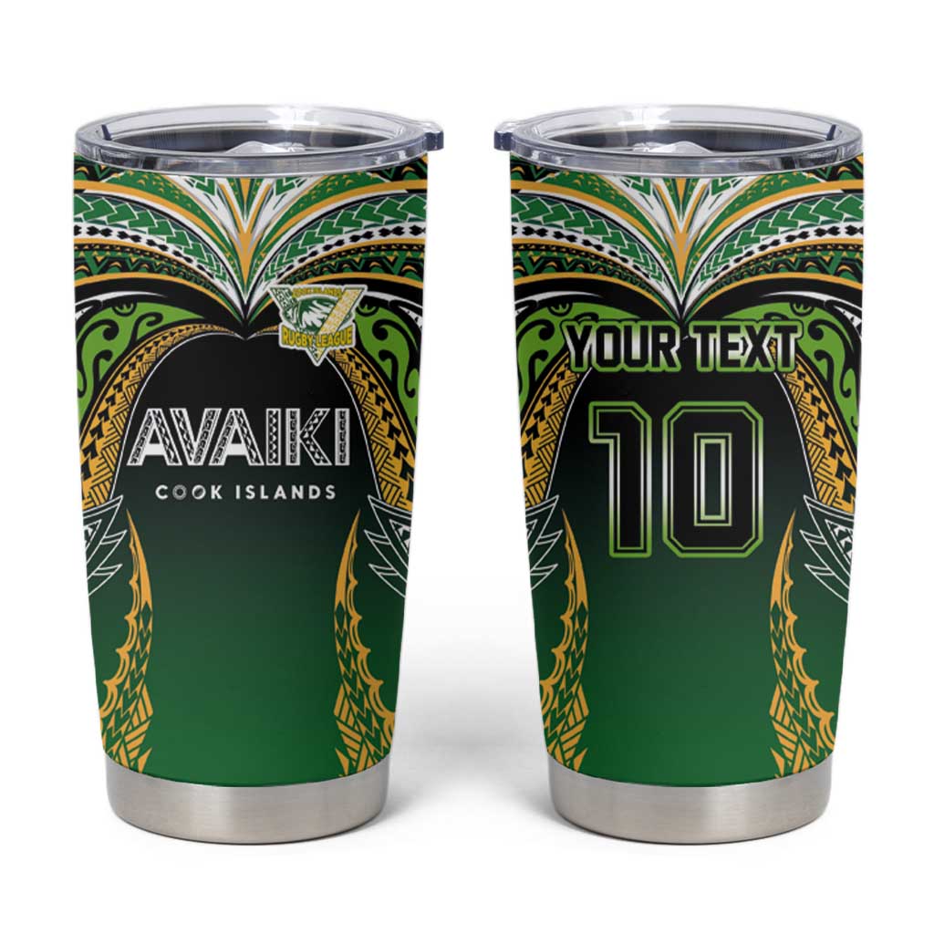 Custom Cook Islands Rugby League Tumbler Cup Avaiki Tatau Tribal Motifs Black Color LT03 Black - Polynesian Pride