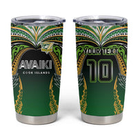 Custom Cook Islands Rugby League Tumbler Cup Avaiki Tatau Tribal Motifs Black Color LT03 Black - Polynesian Pride