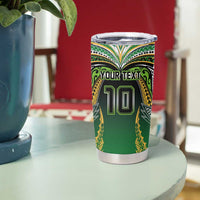 Custom Cook Islands Rugby League Tumbler Cup Avaiki Tatau Tribal Motifs Black Color LT03 - Polynesian Pride
