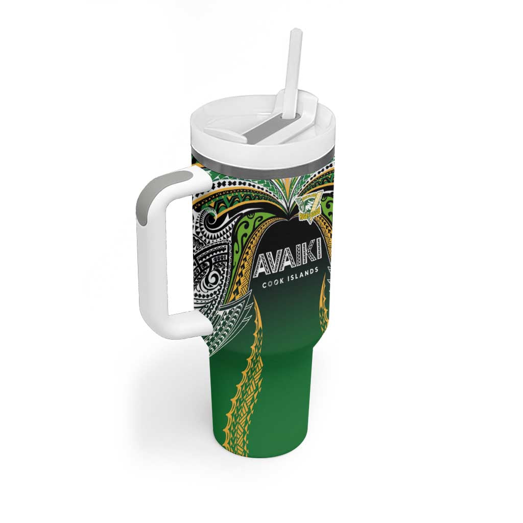Custom Cook Islands Rugby League Tumbler With Handle Avaiki Tatau Tribal Motifs Black Color LT03 - Polynesian Pride