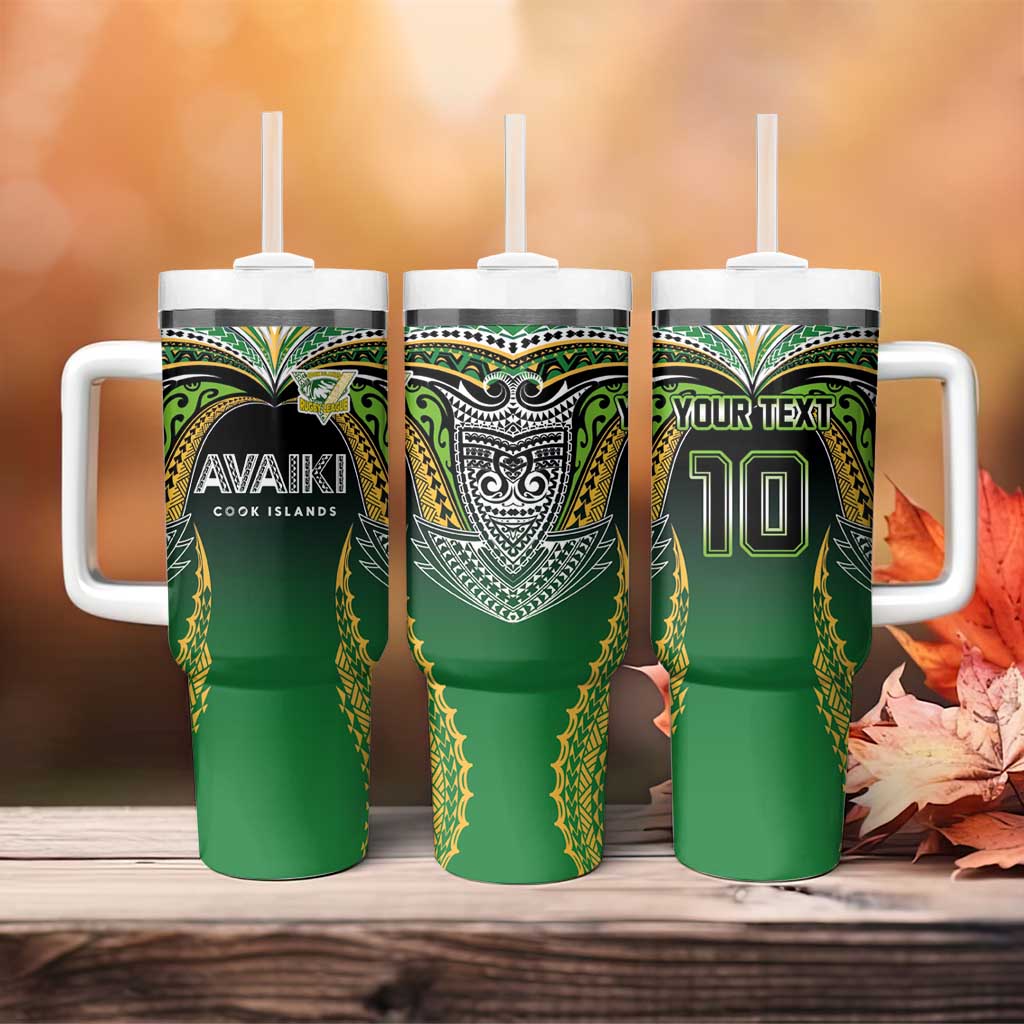 Custom Cook Islands Rugby League Tumbler With Handle Avaiki Tatau Tribal Motifs Black Color LT03 - Polynesian Pride
