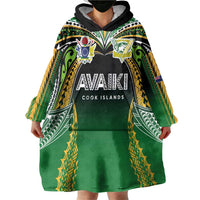 Custom Cook Islands Rugby League Wearable Blanket Hoodie Avaiki Tatau Tribal Motifs Black Color LT03 - Polynesian Pride