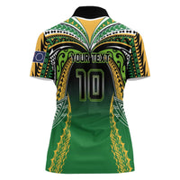Custom Cook Islands Rugby League Women Polo Shirt Avaiki Tatau Tribal Motifs Black Color LT03 - Polynesian Pride