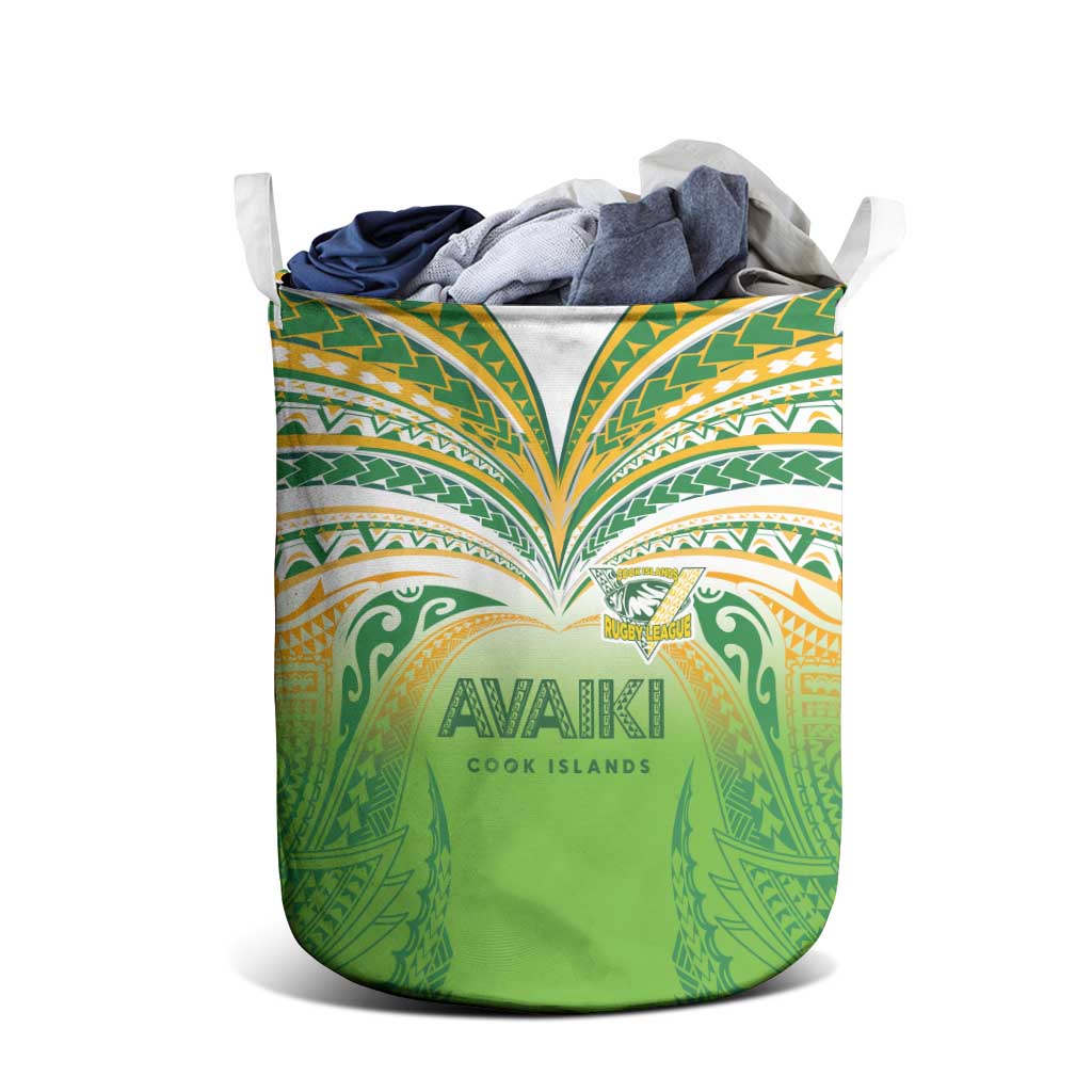 Cook Islands Rugby League Laundry Basket Avaiki Tatau Tribal Motifs White Color LT03 - Polynesian Pride