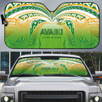 Cook Islands Rugby League Auto Sun Shade Avaiki Tatau Tribal Motifs White Color LT03 White - Polynesian Pride
