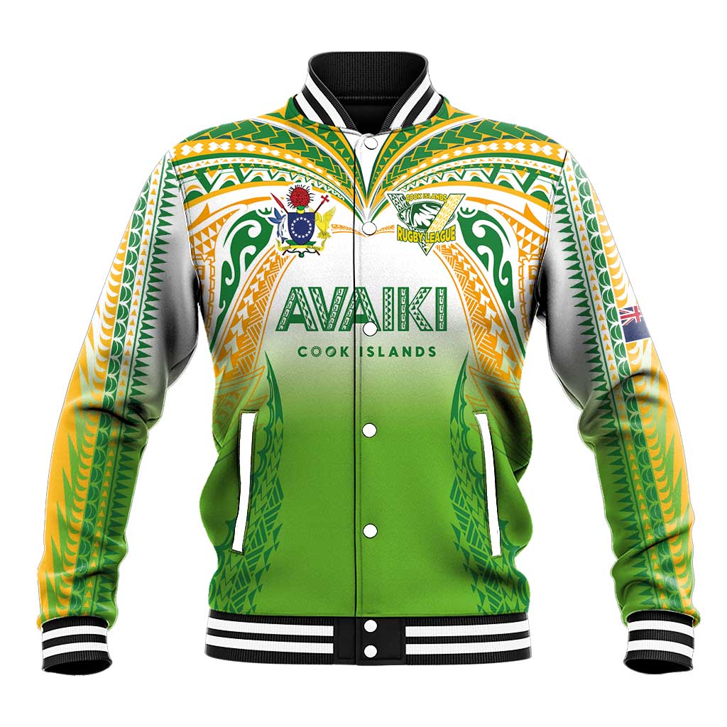 Custom Cook Islands Rugby League Baseball Jacket Avaiki Tatau Tribal Motifs White Color LT03 Unisex White - Polynesian Pride