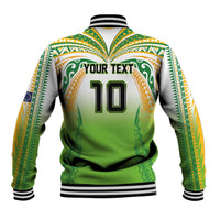 Custom Cook Islands Rugby League Baseball Jacket Avaiki Tatau Tribal Motifs White Color LT03 - Polynesian Pride