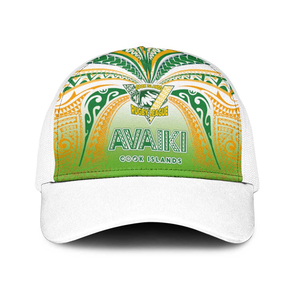 Cook Islands Rugby League Baseball Net Cap Avaiki Tatau Tribal Motifs White Color LT03 One Size White White - Polynesian Pride