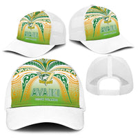 Cook Islands Rugby League Baseball Net Cap Avaiki Tatau Tribal Motifs White Color LT03 - Polynesian Pride