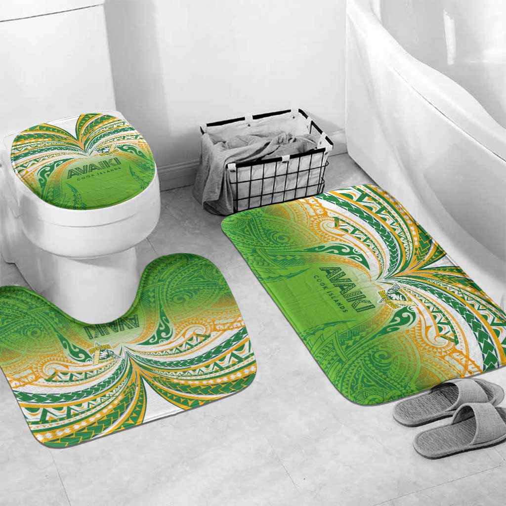 Cook Islands Rugby League Bathroom Set Avaiki Tatau Tribal Motifs White Color LT03 Mat Set Only (3 pcs) One Size White - Polynesian Pride