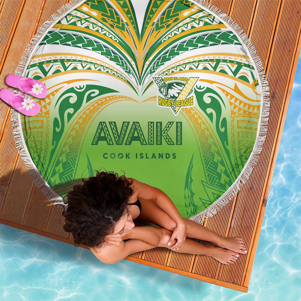 Cook Islands Rugby League Beach Blanket Avaiki Tatau Tribal Motifs White Color LT03 - Polynesian Pride