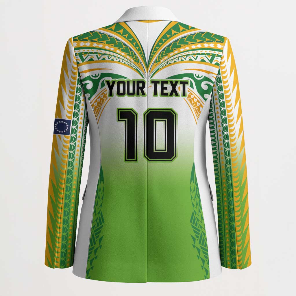 Custom Cook Islands Rugby League Blazer Avaiki Tatau Tribal Motifs White Color LT03 - Polynesian Pride