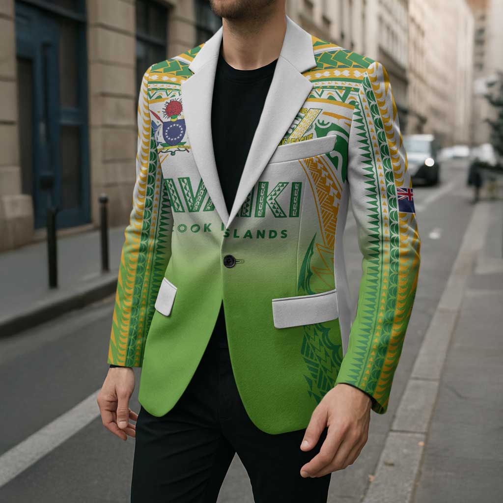 Custom Cook Islands Rugby League Blazer Avaiki Tatau Tribal Motifs White Color LT03 - Polynesian Pride