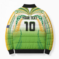 Custom Cook Islands Rugby League Bomber Puffer Jacket Avaiki Tatau Tribal Motifs White Color LT03 - Polynesian Pride