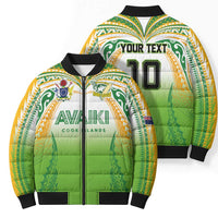 Custom Cook Islands Rugby League Bomber Puffer Jacket Avaiki Tatau Tribal Motifs White Color LT03 - Polynesian Pride