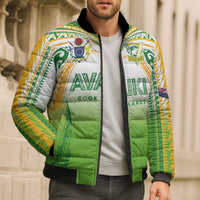Custom Cook Islands Rugby League Bomber Puffer Jacket Avaiki Tatau Tribal Motifs White Color LT03 - Polynesian Pride