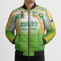 Custom Cook Islands Rugby League Bomber Puffer Jacket Avaiki Tatau Tribal Motifs White Color LT03 - Polynesian Pride
