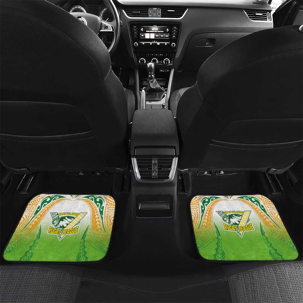 Custom Cook Islands Rugby League Car Mats Avaiki Tatau Tribal Motifs White Color LT03 Set 2pcs - Back White - Polynesian Pride