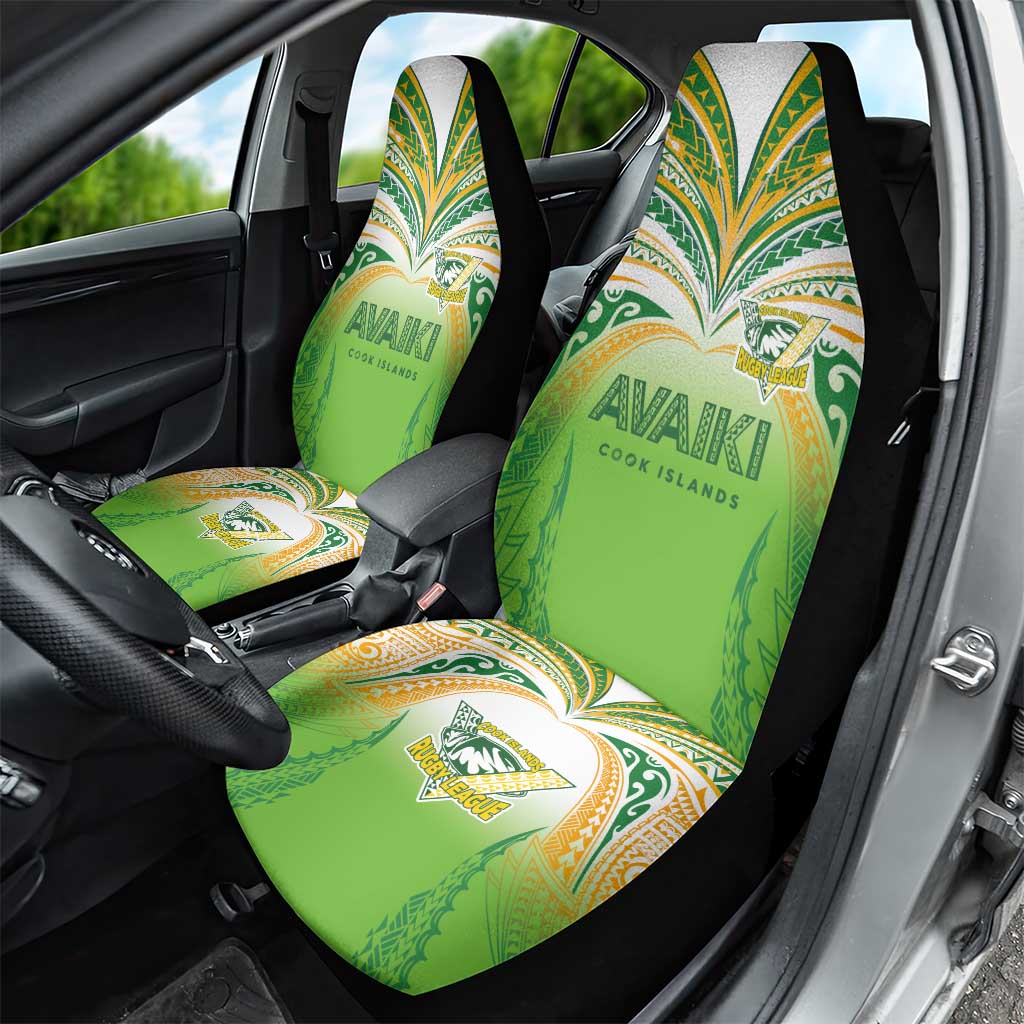 Cook Islands Rugby League Car Seat Cover Avaiki Tatau Tribal Motifs White Color LT03 - Polynesian Pride
