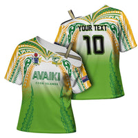 Custom Cook Islands Rugby League Cross Shoulder Shirt Avaiki Tatau Tribal Motifs White Color LT03 - Polynesian Pride