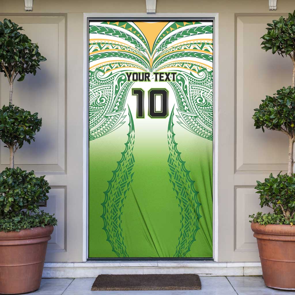 Custom Cook Islands Rugby League Door Cover Avaiki Tatau Tribal Motifs White Color LT03 White - Polynesian Pride