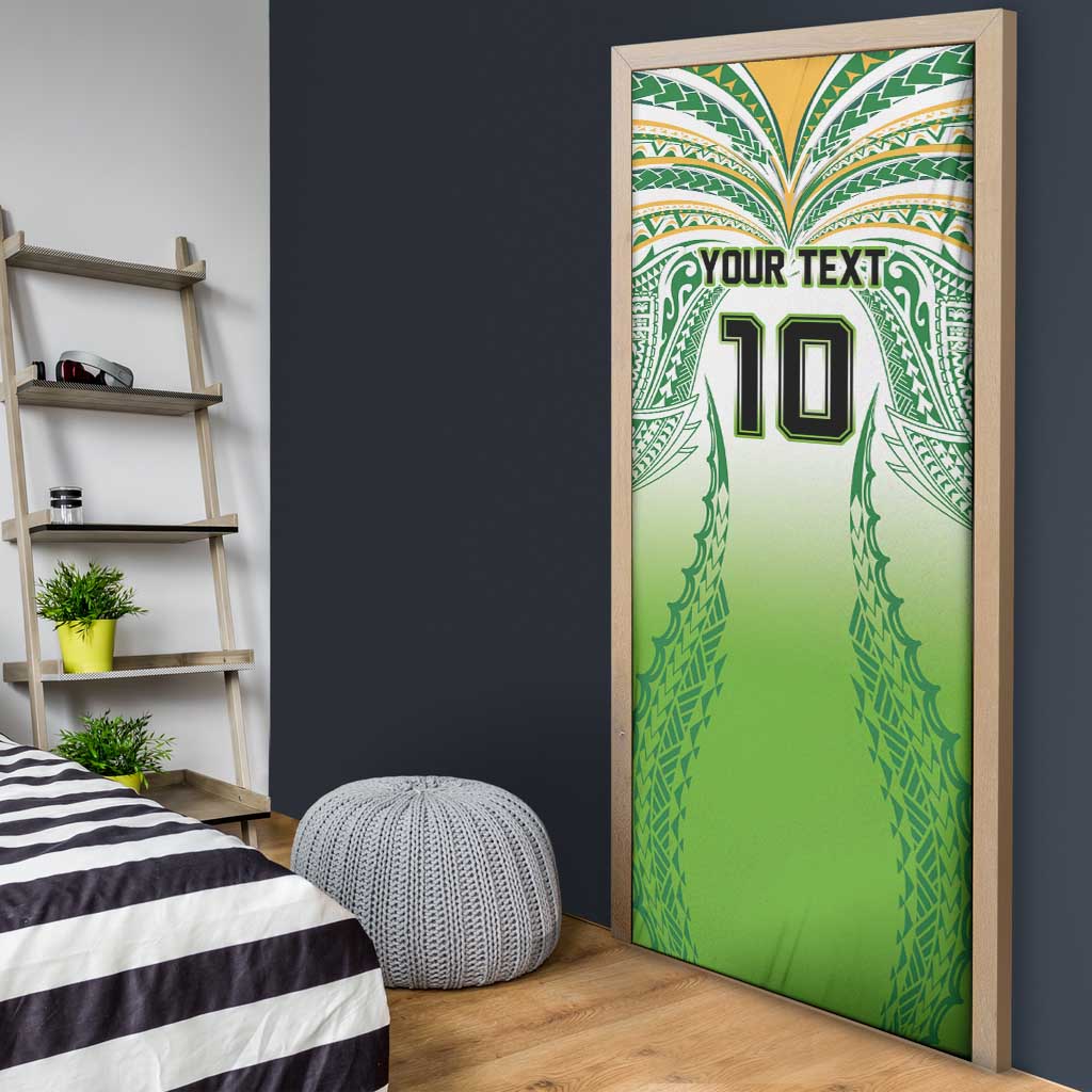 Custom Cook Islands Rugby League Door Cover Avaiki Tatau Tribal Motifs White Color LT03 - Polynesian Pride
