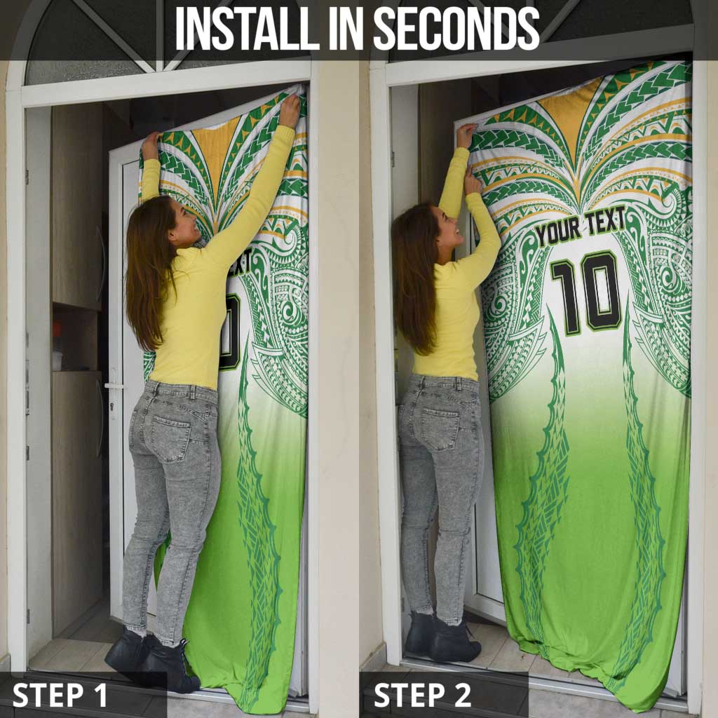 Custom Cook Islands Rugby League Door Cover Avaiki Tatau Tribal Motifs White Color LT03 - Polynesian Pride