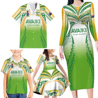 Custom Cook Islands Rugby League Family Matching Long Sleeve Bodycon Dress and Hawaiian Shirt Avaiki Tatau Tribal Motifs White Color LT03 - Polynesian Pride