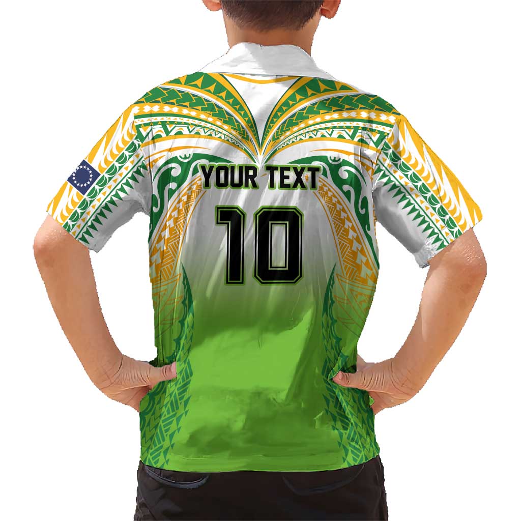 Custom Cook Islands Rugby League Family Matching Short Sleeve Bodycon Dress and Hawaiian Shirt Avaiki Tatau Tribal Motifs White Color LT03 - Polynesian Pride
