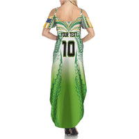 Custom Cook Islands Rugby League Family Matching Summer Maxi Dress and Hawaiian Shirt Avaiki Tatau Tribal Motifs White Color LT03 - Polynesian Pride