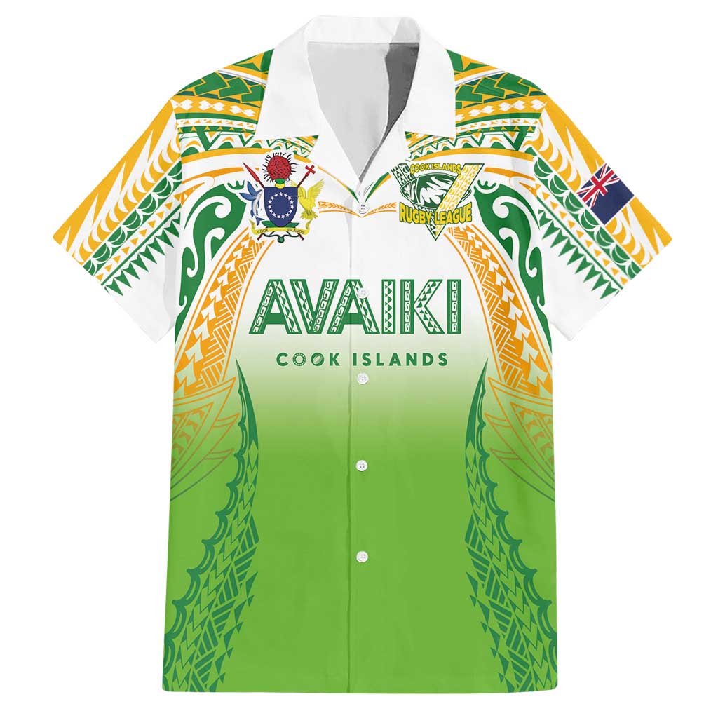 Custom Cook Islands Rugby League Hawaiian Shirt Avaiki Tatau Tribal Motifs White Color - Polynesian Pride