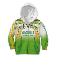 Custom Cook Islands Rugby League Kid Hoodie Avaiki Tatau Tribal Motifs White Color LT03 Zip Hoodie White - Polynesian Pride