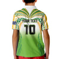 Custom Cook Islands Rugby League Kid Polo Shirt Avaiki Tatau Tribal Motifs White Color LT03 - Polynesian Pride