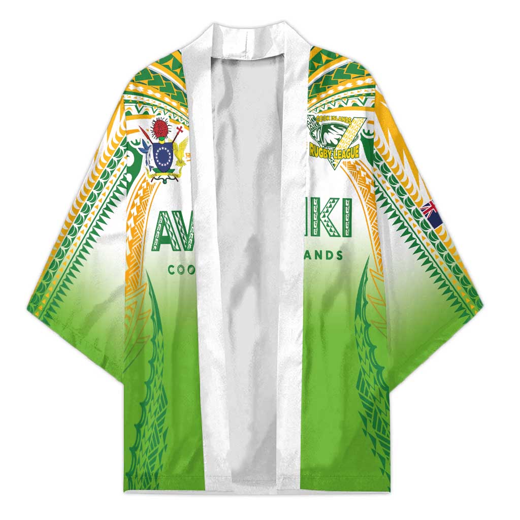 Custom Cook Islands Rugby League Kimono Avaiki Tatau Tribal Motifs White Color LT03 Unisex White - Polynesian Pride