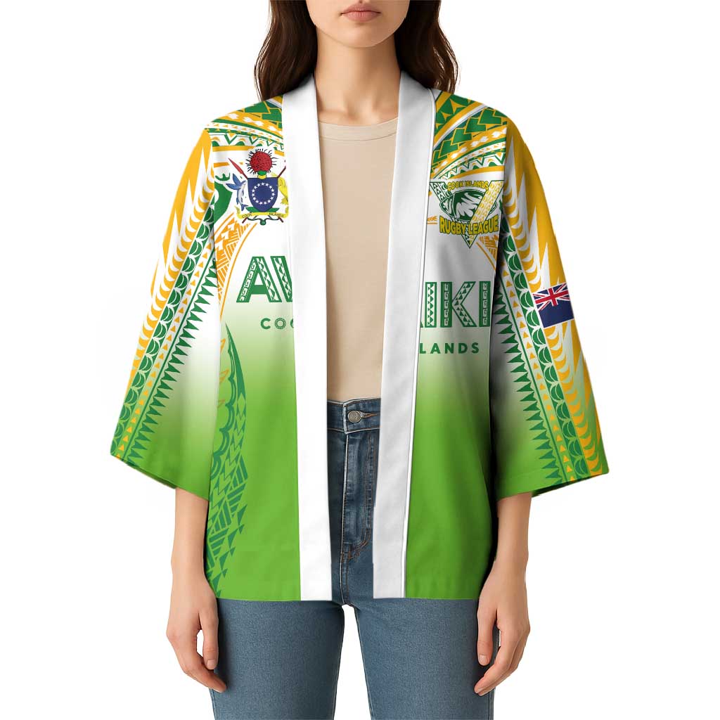 Custom Cook Islands Rugby League Kimono Avaiki Tatau Tribal Motifs White Color LT03 - Polynesian Pride