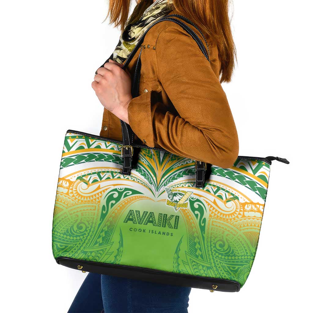 Cook Islands Rugby League Leather Tote Bag Avaiki Tatau Tribal Motifs White Color LT03 White - Polynesian Pride