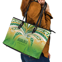 Cook Islands Rugby League Leather Tote Bag Avaiki Tatau Tribal Motifs White Color LT03 - Polynesian Pride