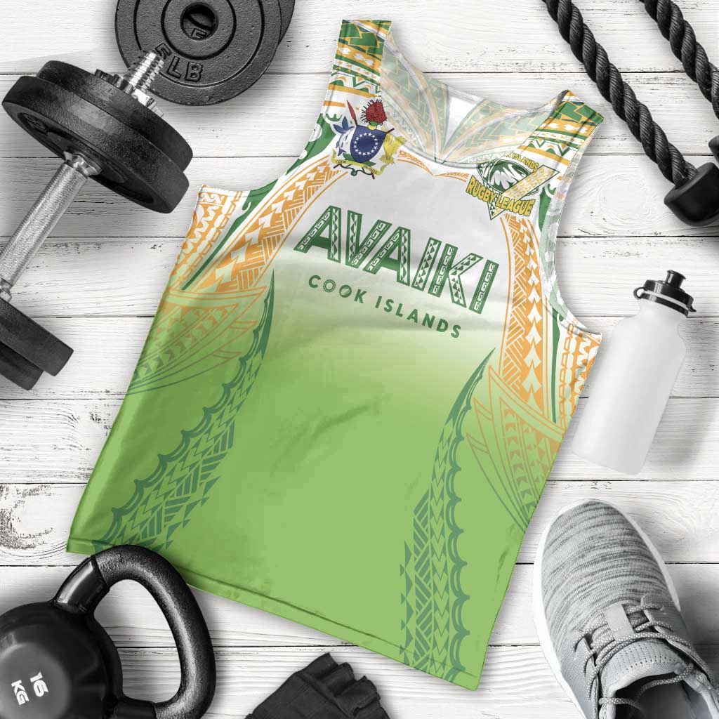 Custom Cook Islands Rugby League Men Tank Top Avaiki Tatau Tribal Motifs White Color LT03 - Polynesian Pride
