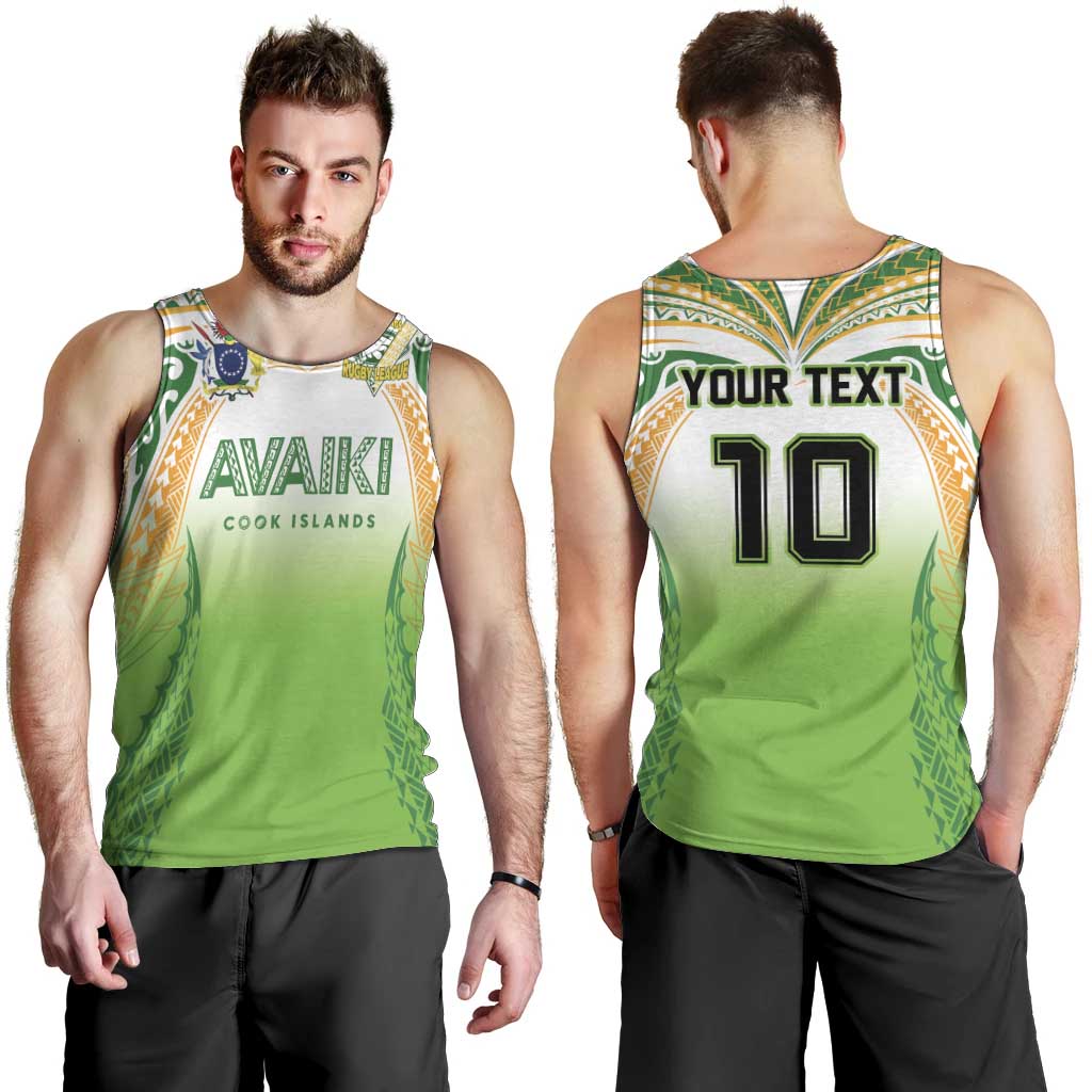 Custom Cook Islands Rugby League Men Tank Top Avaiki Tatau Tribal Motifs White Color LT03 - Polynesian Pride