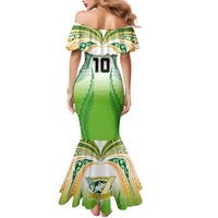 Custom Cook Islands Rugby League Mermaid Dress Avaiki Tatau Tribal Motifs White Color LT03 - Polynesian Pride