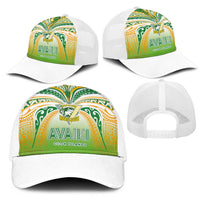 Cook Islands Rugby League Mesh Trucker Cap Avaiki Tatau Tribal Motifs White Color LT03 - Polynesian Pride