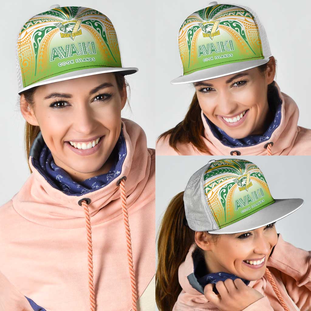 Cook Islands Rugby League Mesh Trucker Cap Avaiki Tatau Tribal Motifs White Color LT03 - Polynesian Pride