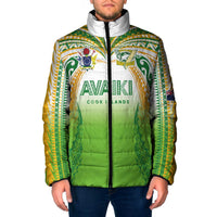 Custom Cook Islands Rugby League Padded Jacket Avaiki Tatau Tribal Motifs White Color LT03 Men White - Polynesian Pride