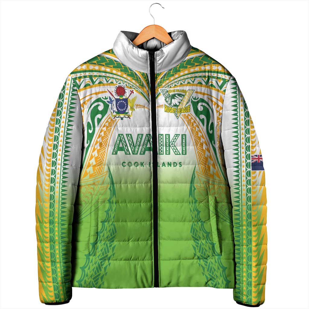 Custom Cook Islands Rugby League Padded Jacket Avaiki Tatau Tribal Motifs White Color LT03 - Polynesian Pride