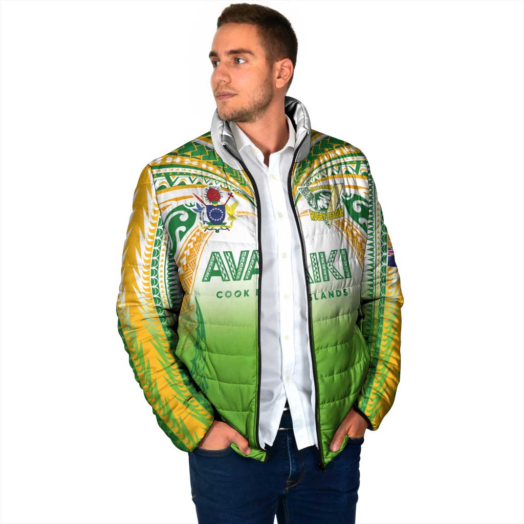 Custom Cook Islands Rugby League Padded Jacket Avaiki Tatau Tribal Motifs White Color LT03 - Polynesian Pride