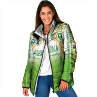Custom Cook Islands Rugby League Padded Jacket Avaiki Tatau Tribal Motifs White Color LT03 Women White - Polynesian Pride