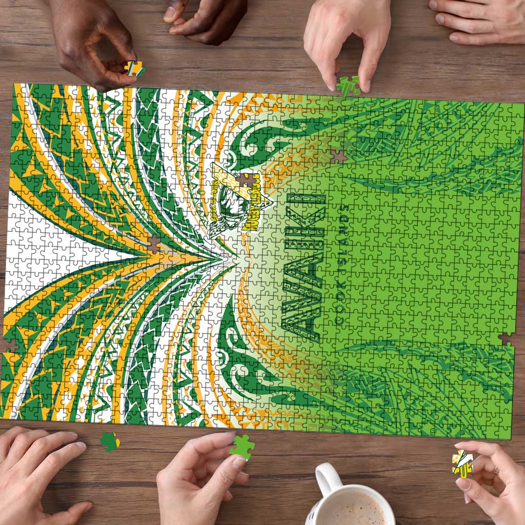 Cook Islands Rugby League Puzzle Avaiki Tatau Tribal Motifs White Color LT03 - Polynesian Pride
